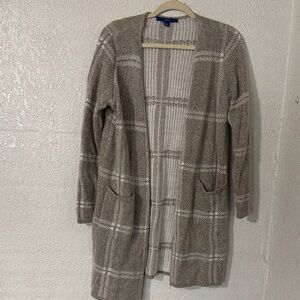 Apt. 9 Taupe Plaid Open Cardigan